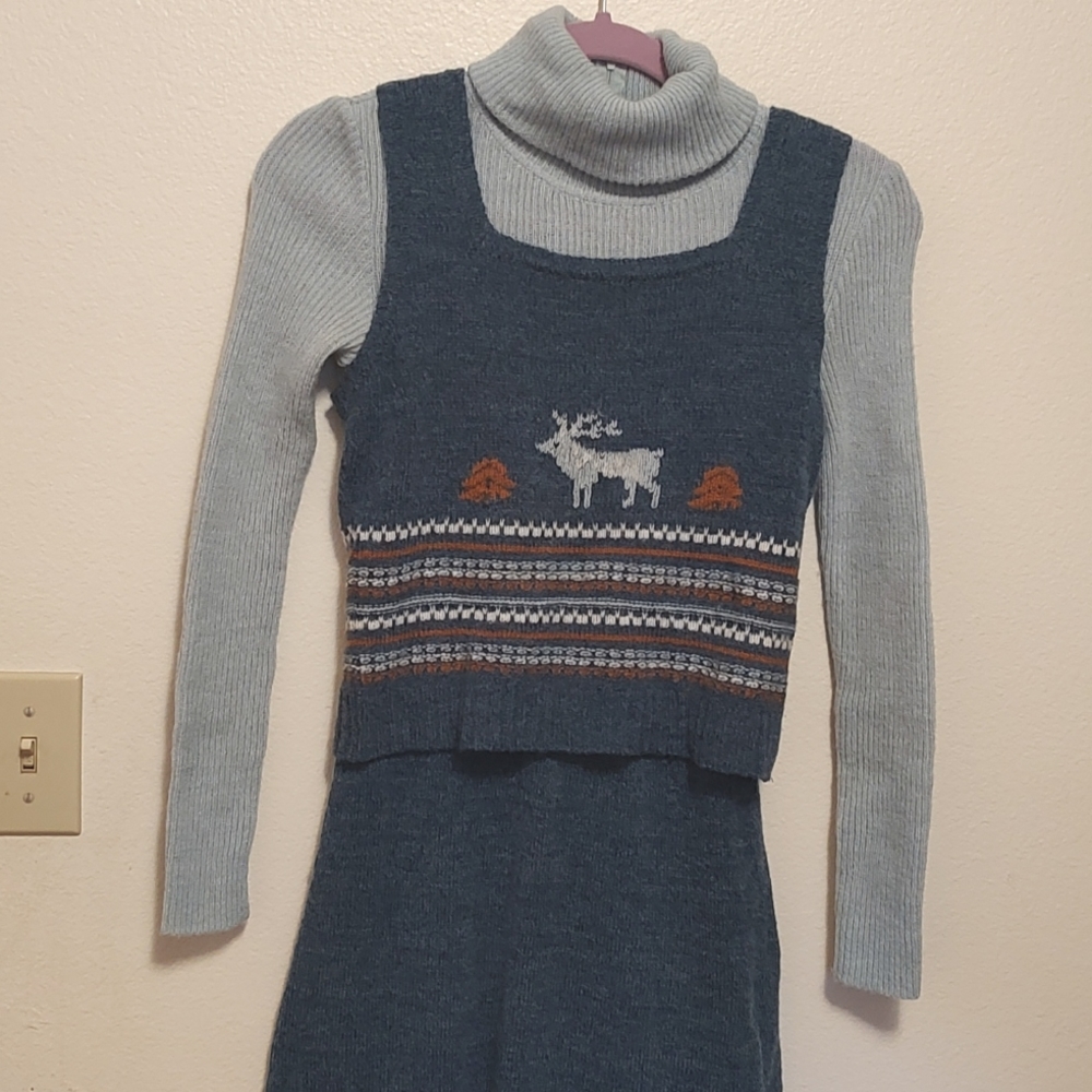 Vtg knitted elk dress - Picture 6 of 14
